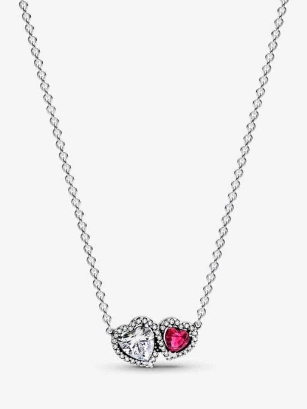 *BRAND NEW* Pandora Timeless 925 Silver Halo Hearts Pendant Necklace 393632C01